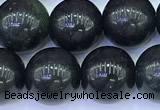 CAJ869 15 inches 10mm round black jade gemstone beads