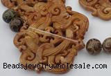 CAL33 14.5 inches 60*70mm carved agalmatolite beads