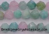 CAM1441 15.5 inches 6mm faceted nuggets amazonite & rose quartz beads