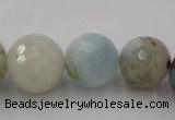 CAQ360 15.5 inches 7mm - 18mm faceted round natural aquamarine beads