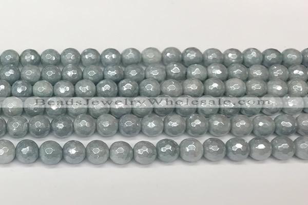 CAQ926 15 inches 8mm faceted round AB-color imitation aquamarine beads