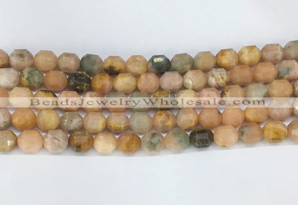 CBBS03 15 inches 8mm faceted prism peach calcite beads wholesale