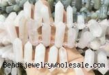CBBS118 Top drilled 6*20mm - 11*35mm hexahedral prism rose quartz beads  CBBS118 Top drilled 6*20mm - 11*35mm hexahedral prism rose quartz beads