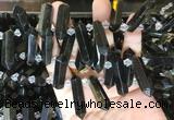 CBBS120 Top drilled 6*20mm - 11*35mm hexahedral prism golden obsidian beads  CBBS120 Top drilled 6*20mm - 11*35mm hexahedral prism golden obsidian beads