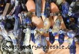 CBBS124 Top drilled 6*20mm - 11*35mm hexahedral prism sodalite beads  CBBS124 Top drilled 6*20mm - 11*35mm hexahedral prism sodalite beads
