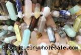 CBBS130 Top drilled 6*20mm - 11*35mm hexahedral prism colorful gemstone beads  CBBS130 Top drilled 6*20mm - 11*35mm hexahedral prism colorful gemstone beads