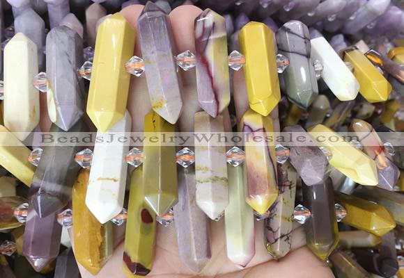 CBBS137 Centre drilled 6*20mm - 11*35mm hexahedral prism mookaite beads