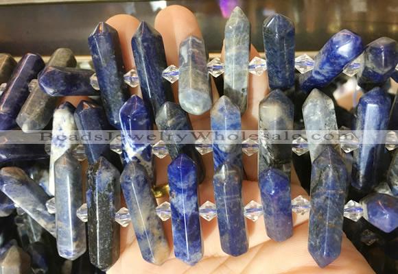 CBBS139 Centre drilled 6*20mm - 11*35mm hexahedral prism sodalite beads