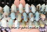 CBBS148 Centre drilled 8*20mm - 14*30mm hexahedral prism colorful amazonite beads  CBBS148 Centre drilled 8*20mm - 14*30mm hexahedral prism colorful amazonite beads