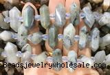 CBBS150 Centre drilled 8*20mm - 14*30mm hexahedral prism labradorite beads  CBBS150 Centre drilled 8*20mm - 14*30mm hexahedral prism labradorite beads