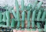 CBBS168 Top drilled 8*28mm - 9*30mm hexahedral prism green aventurine beads