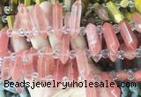 CBBS171 Top drilled 8*28mm - 9*30mm hexahedral prism cherry quartz beads