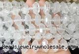 CBBS191 Centre drilled 7*16mm - 11*25mm hexahedral prism white crystal beads wholesale