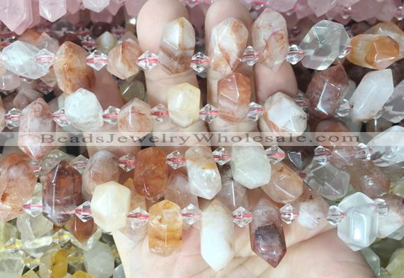 CBBS213 Top drilled 7*16mm - 11*25mm hexahedral prism red gum flower crystal beads