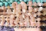 CBBS214 Top drilled 7*16mm - 11*25mm hexahedral prism sunstone beads wholesale