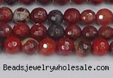 CBD375 15.5 inches 4mm faceted round poppy jasper beads