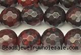 CBD391 15 inches 8mm faceted round brecciated jasper beads