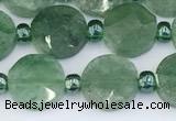 CBQ754 15.5 inches 10mm faceted coin green strawberry quartz beads