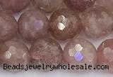 CBQ763 15 inches 9mm faceted round strawberry quartz beads