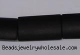 CBS16 15.5 inches 18*30mm rectangle black stone beads wholesale