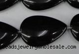 CBS268 15.5 inches 20*30mm flat teardrop blackstone beads wholesale