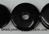 CBS338 15.5 inches 28mm donut blackstone beads wholesale