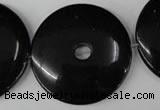 CBS340 15.5 inches 40mm donut blackstone beads wholesale