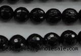 CBS523 15.5 inches 8mm faceted round A grade black spinel beads