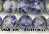 CBS612 15 inches 8mm faceted round blue spot stone beads