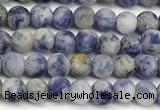 CBS616 15 inches 4mm round matte blue spot stone beads