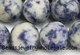 CBS620 15 inches 12mm round matte blue spot stone beads