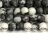 CBW190 15 inches 4mm round matte black & white jasper beads
