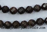 CBZ104 15.5 inches 8mm faceted round bronzite gemstone beads
