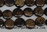 CBZ209 15.5 inches 12mm flat round bronzite gemstone beads