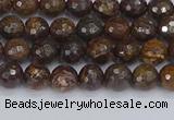 CBZ610 15.5 inches 4mm faceted round bronzite gemstone beads