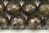 CBZ631 15 inches 8mm faceted round bronzite beads wholesale