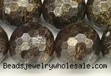 CBZ633 15 inches 12mm faceted round bronzite beads wholesale
