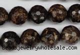 CBZ97 15.5 inches 14mm faceted round bronzite gemstone beads