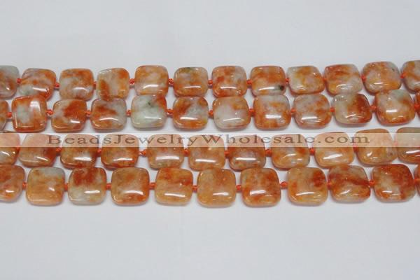 CCA492 15.5 inches 15mm square orange calcite gemstone beads
