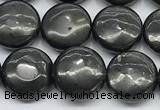 CCB1222 15 inches 10mm flat round shungite gemstone beads