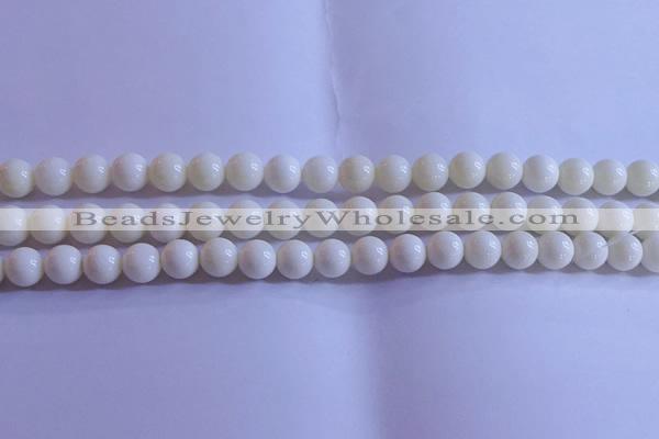 CCB302 15.5 inches 8mm round white coral beads wholesale