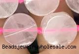 CCB500 15.5 inches 12mm coin rose quartz beads wholesale