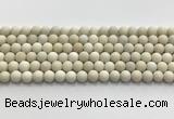 CCB825 15.5 inches 8mm round matte ivory jasper gemstone beads wholesale