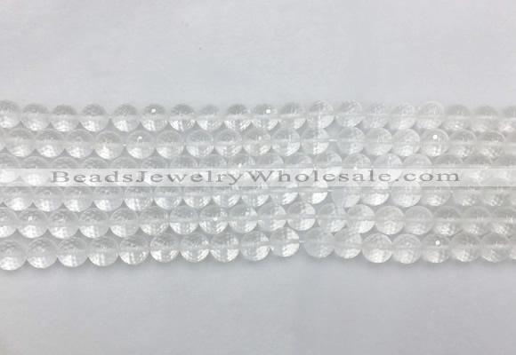 CCBS03 15 inches 6mm faceted round white crystal beads wholesale
