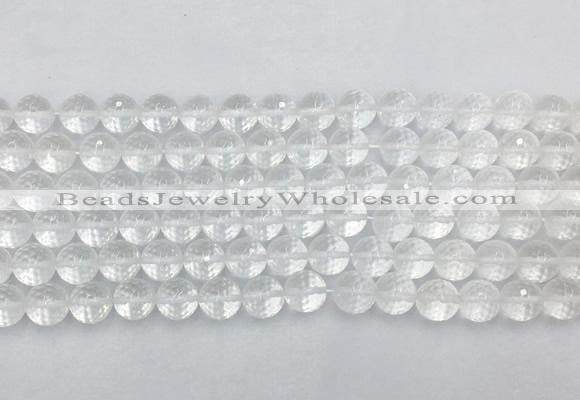 CCBS04 15 inches 8mm faceted round white crystal beads wholesale
