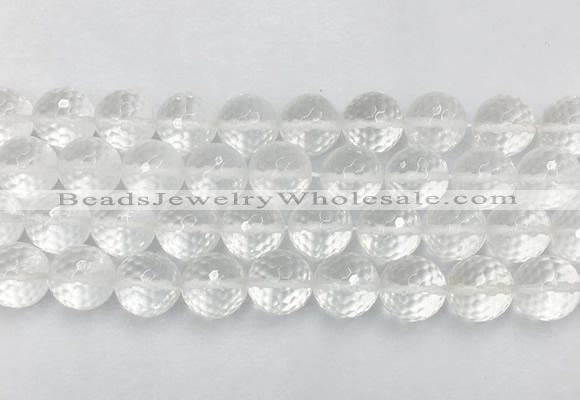 CCBS07 15 inches 14mm faceted round white crystal beads wholesale