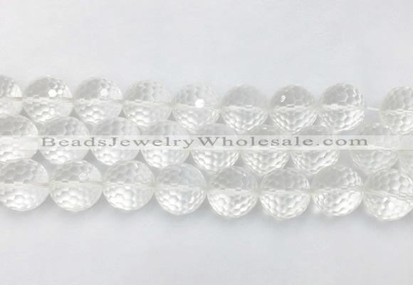 CCBS08 15 inches 16mm faceted round white crystal beads wholesale