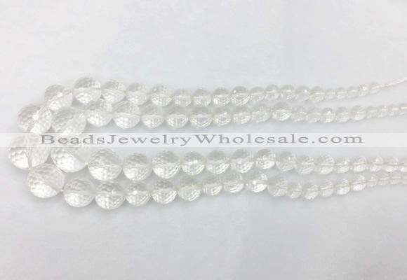 CCBS11 15 inches 6mm - 18mm faceted round white crystal beads wholesale