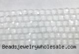 CCBS15 15 inches 12mm faceted square white crystal beads wholesale