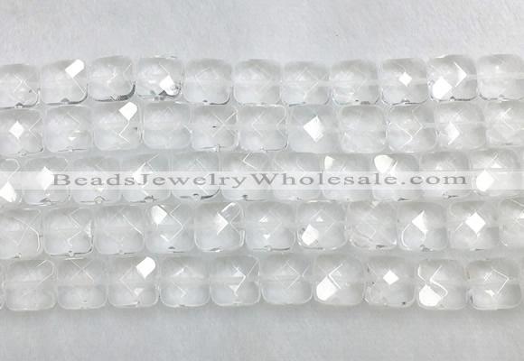 CCBS16 15 inches 14mm faceted square white crystal beads wholesale